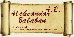 Aleksandar Balaban vizit kartica